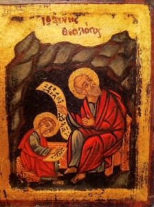 Aged St. John Writing his Gospel